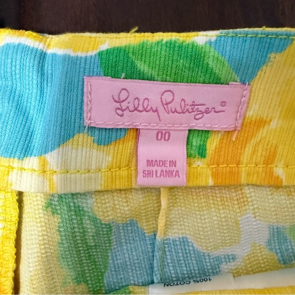 Lilly Pulitzer Sunglow Yellow Rose Short Women’s Size 00 Cotton Zipper Floral - Picture 3 of 8